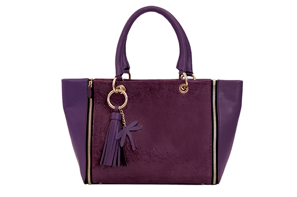 sac cuir violet framboise porte main face sophie victor paris