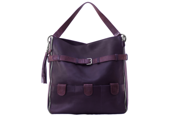 sac cuir violet lezard cassis face