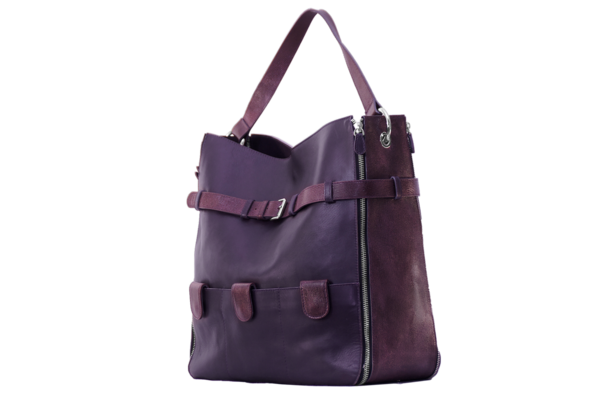 sac cuir violet lezard cassis