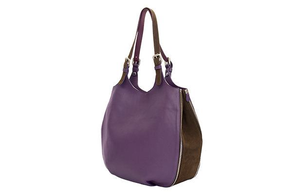 sac cuir nubuck chocolat mauve lilas