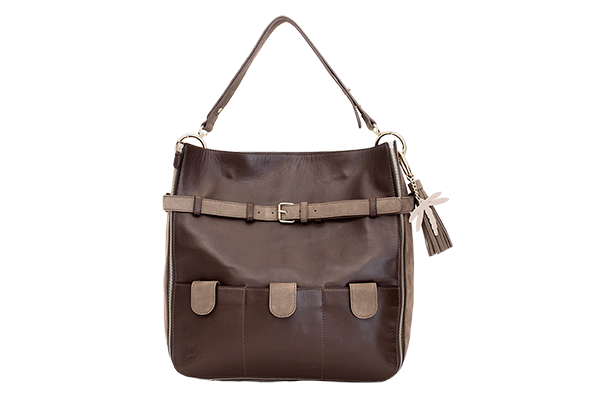 sac cuir chocolat nubuck taupe face