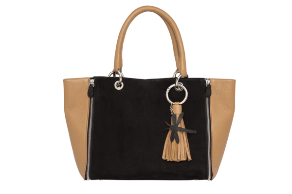 sac cuir noir nubuck graine camel face porte main sophie victor paris