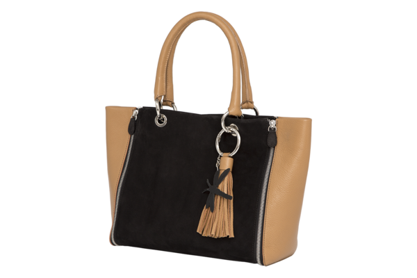 sac cuir noir nubuck graine camel porte main sophie victor paris