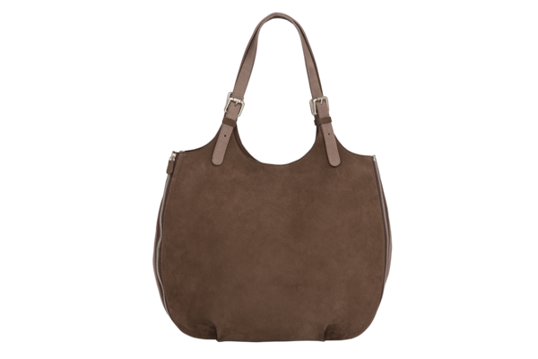 sac cuir nubuck chocolat taupe face