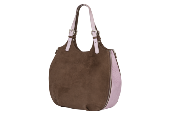 sac cuir nubuck chocolat mauve lilas